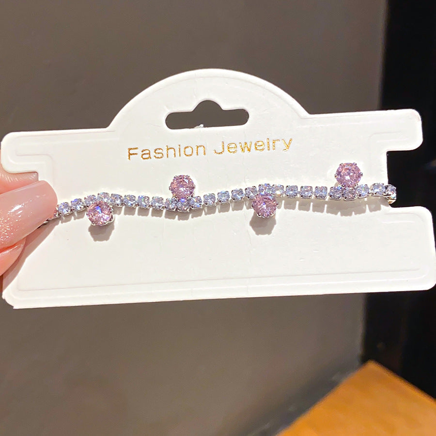 Zircon Round Simple Fashion Buckle Unique Design Fashionable Exquisite Light Bracelets