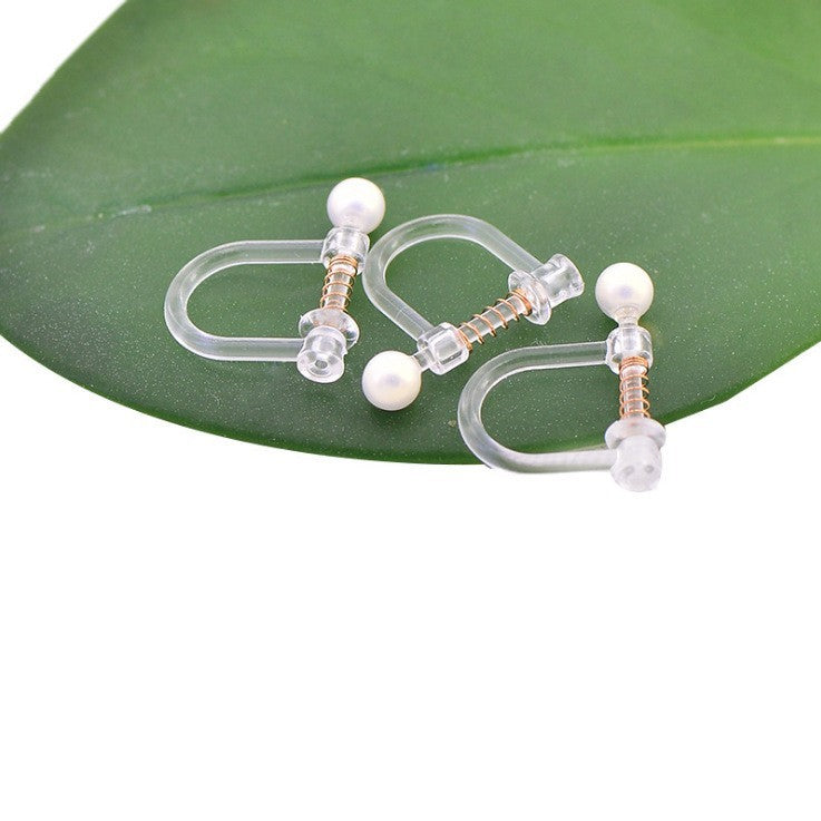 Handmade Change Transparent Resin Pearls U-shaped Ear Clip
