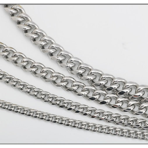 Women's & Men's Stainless Steel Single Buckle Woven Round Grinding Chain Titanium Necklaces