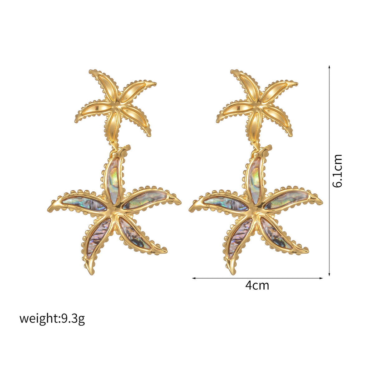 Women's Fashion Trend Stainless Steel Starfish Pearl Opening Exaggerated Design Rings