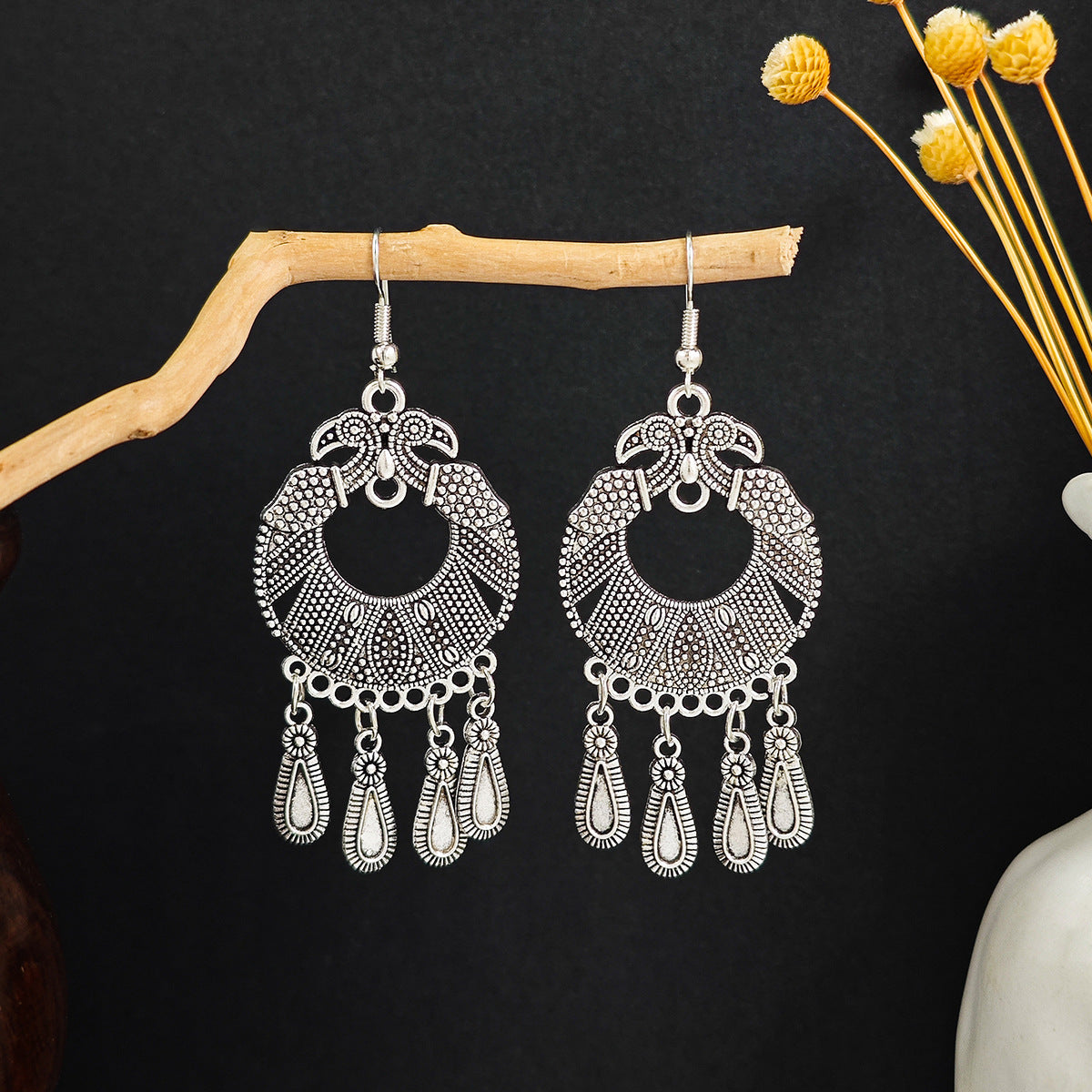 Bohemian Ethnic Style Geometric Water Drop Retro Tourist Attractions Long Earrings