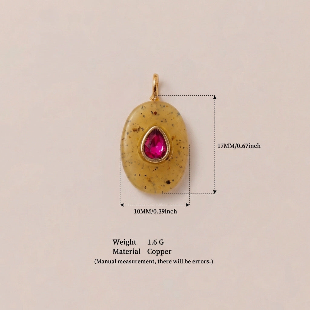 Birthstone Zircon Round Square Glass Gold Pendant