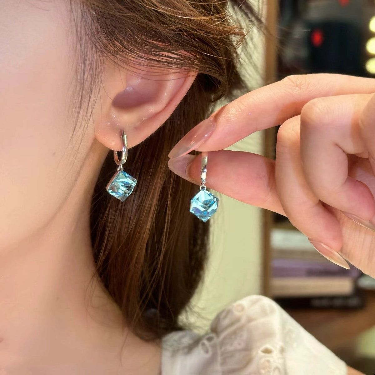 Women's Square Zircon Exquisite High-grade Temperamental Minority Earrings