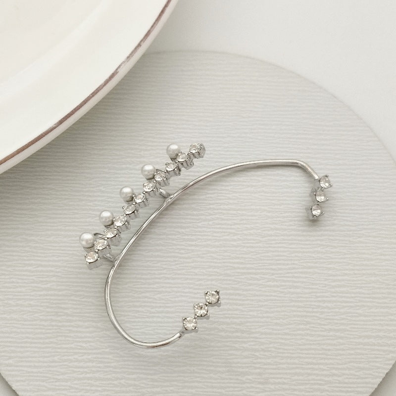 Women's Clip Inlaid Zircon Pearl Light Luxury Stud Earrings