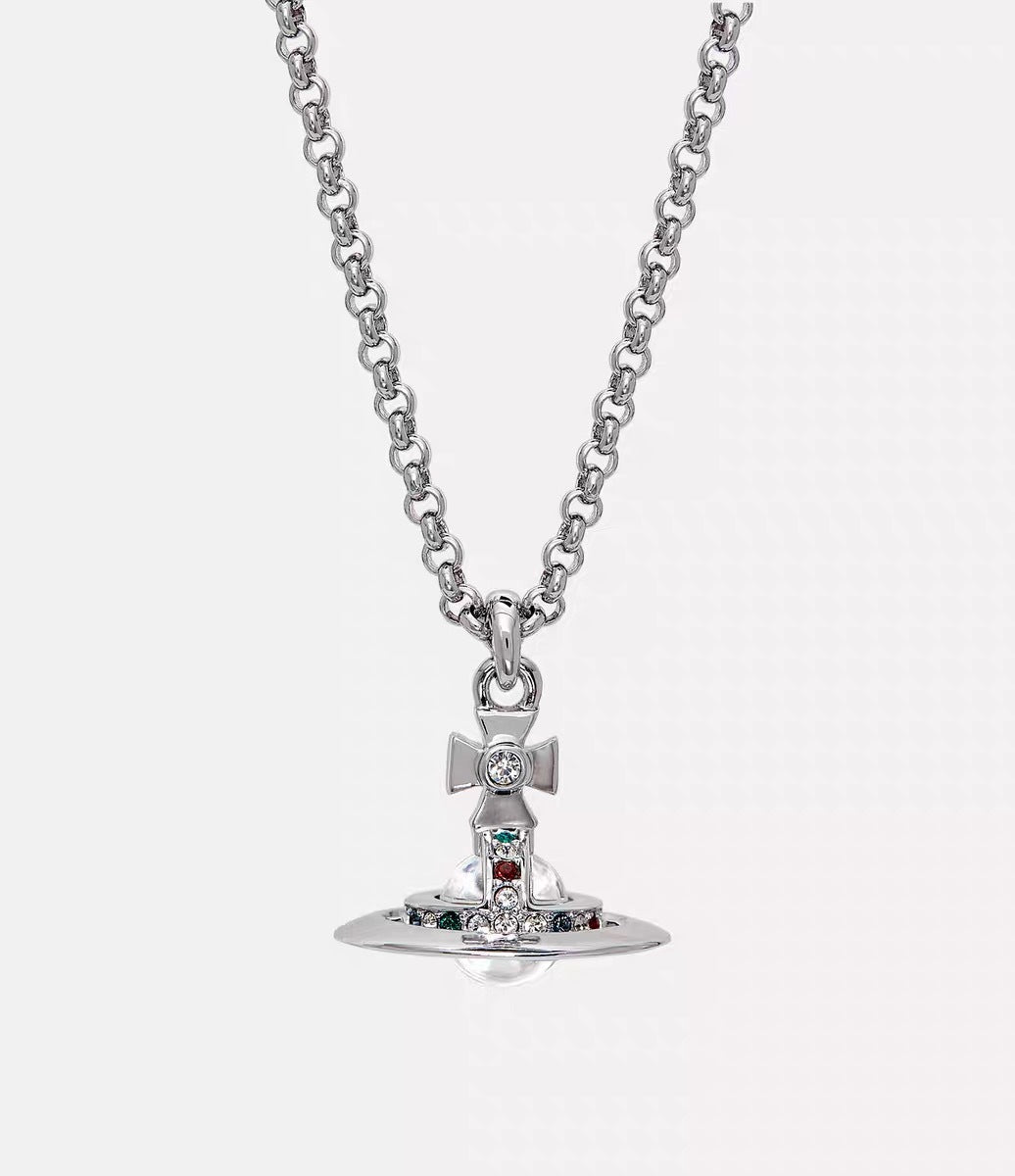 Women's Sterling Sier Classic Saturn Pearl Pin Necklaces