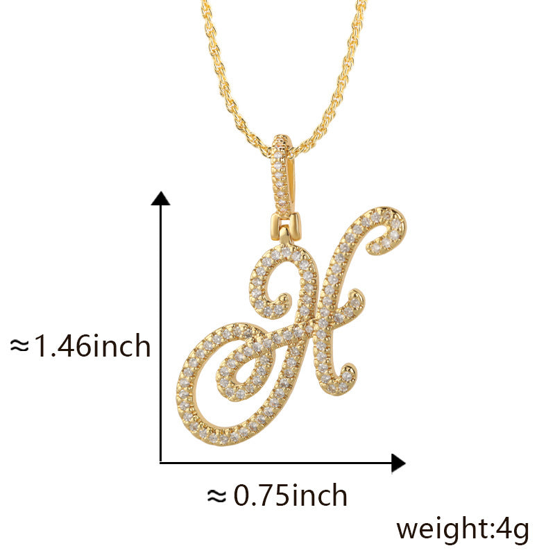 Hop Flower Body Grass English Letter Niche Style Inlaid Zircon Pendants