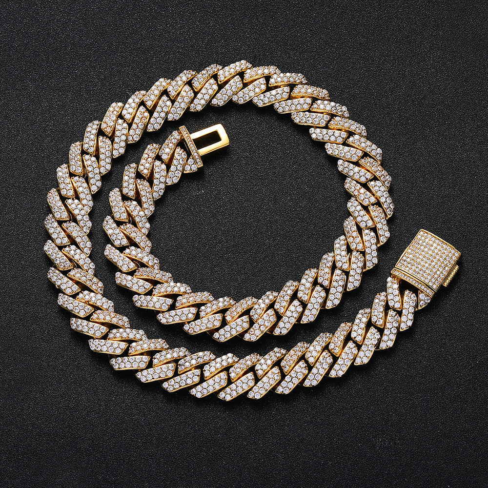 Men's Rhombus Cuban Link Chain Full Rhinestone Necklaces