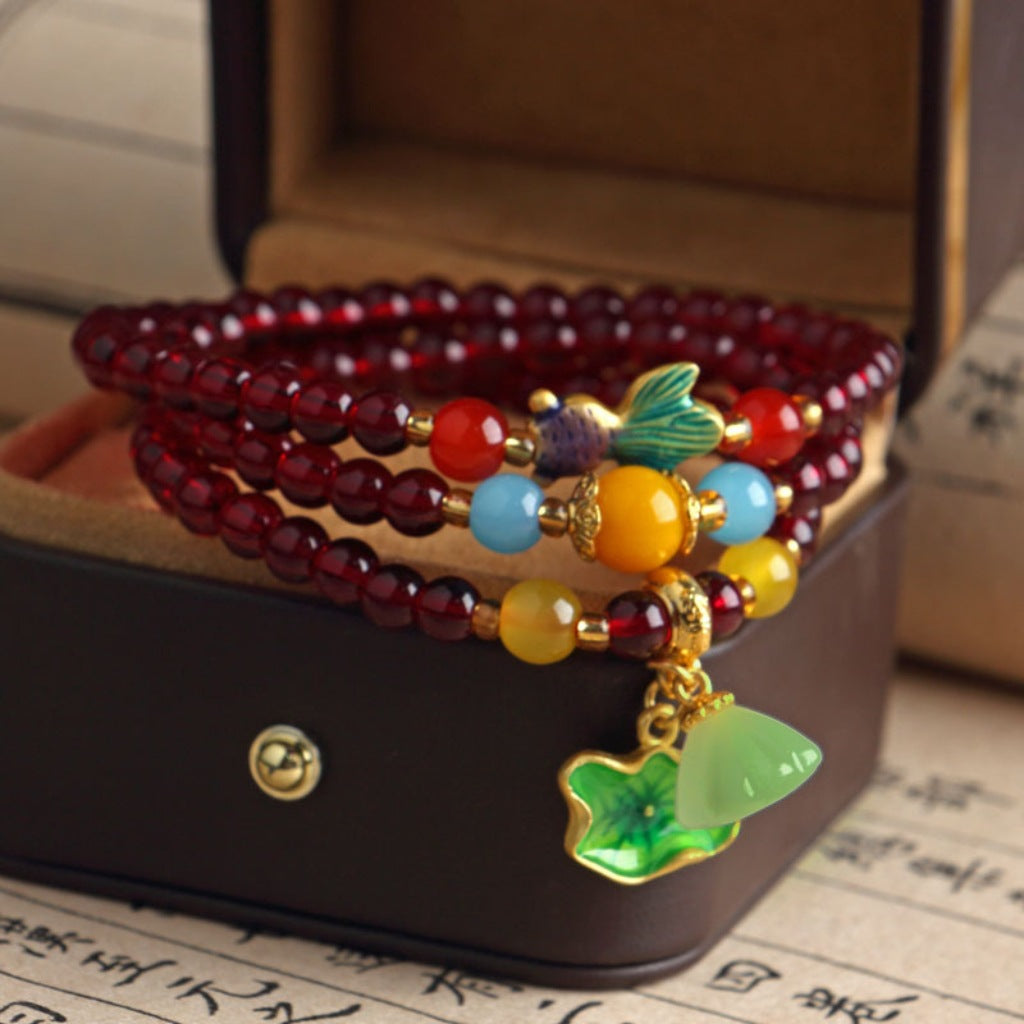 Garnet Lotus Seedpod Female Niche Design Bracelet