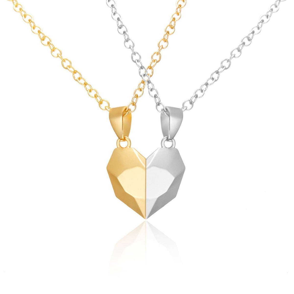 Pair Of Black White Heart-shaped Suction Magnetic Pendants