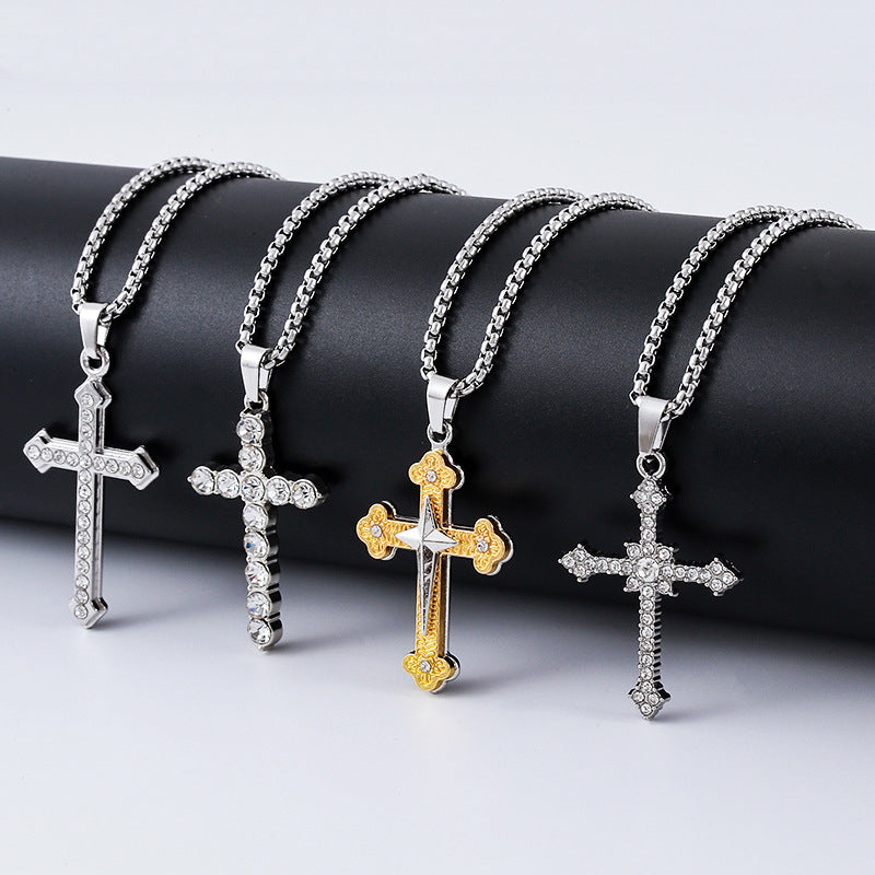 Cross Titanium Steel Light Luxury Minority Male Hip Hop Couple Pendants