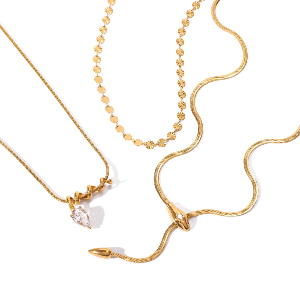 Ding Stainless Steel Snake Light Luxury Minority Zircon Clavicle Necklaces
