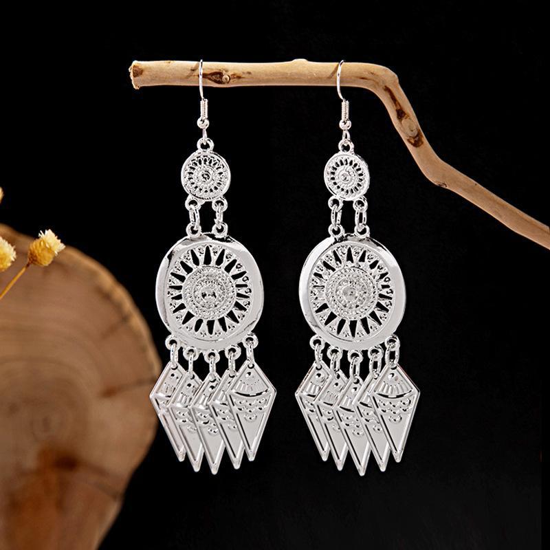 Colorful Long Feather Tassel Scenic Spot Earrings