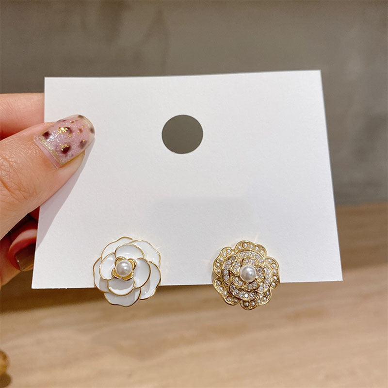 Women's Luxury Camellia Design Drip Glazed Flower Fashionable High-grade Earrings