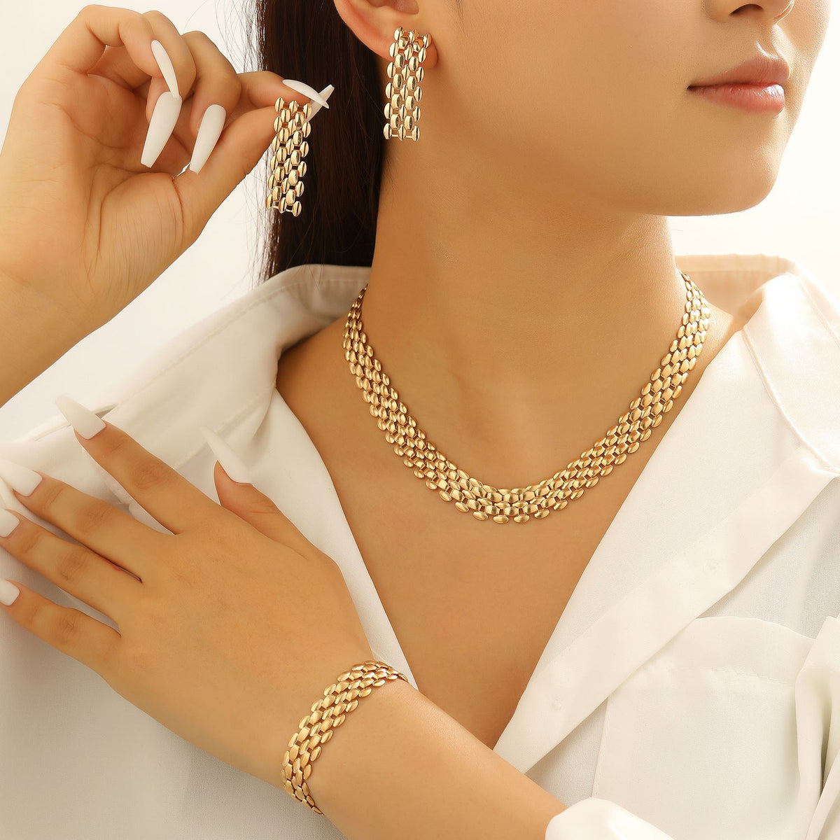 Women's Fashion Y-shaped Watch Clavicle Chain Stacked Strap Length Sweater Jewelry Set