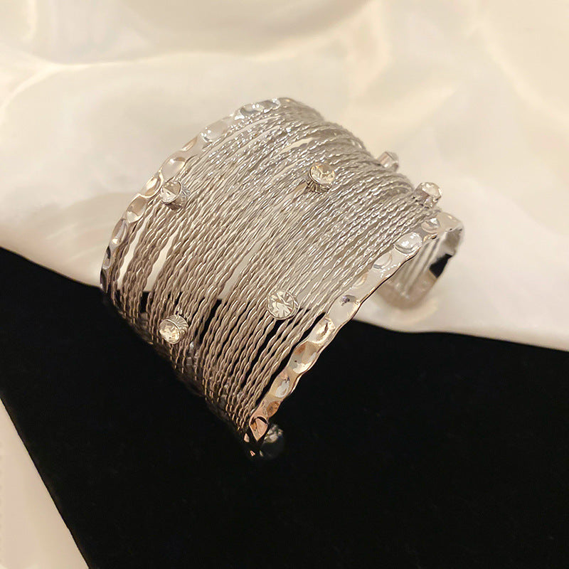 Metallic Striped Geometric Cross Flowers Openings Niche Exaggerated High Bracelet