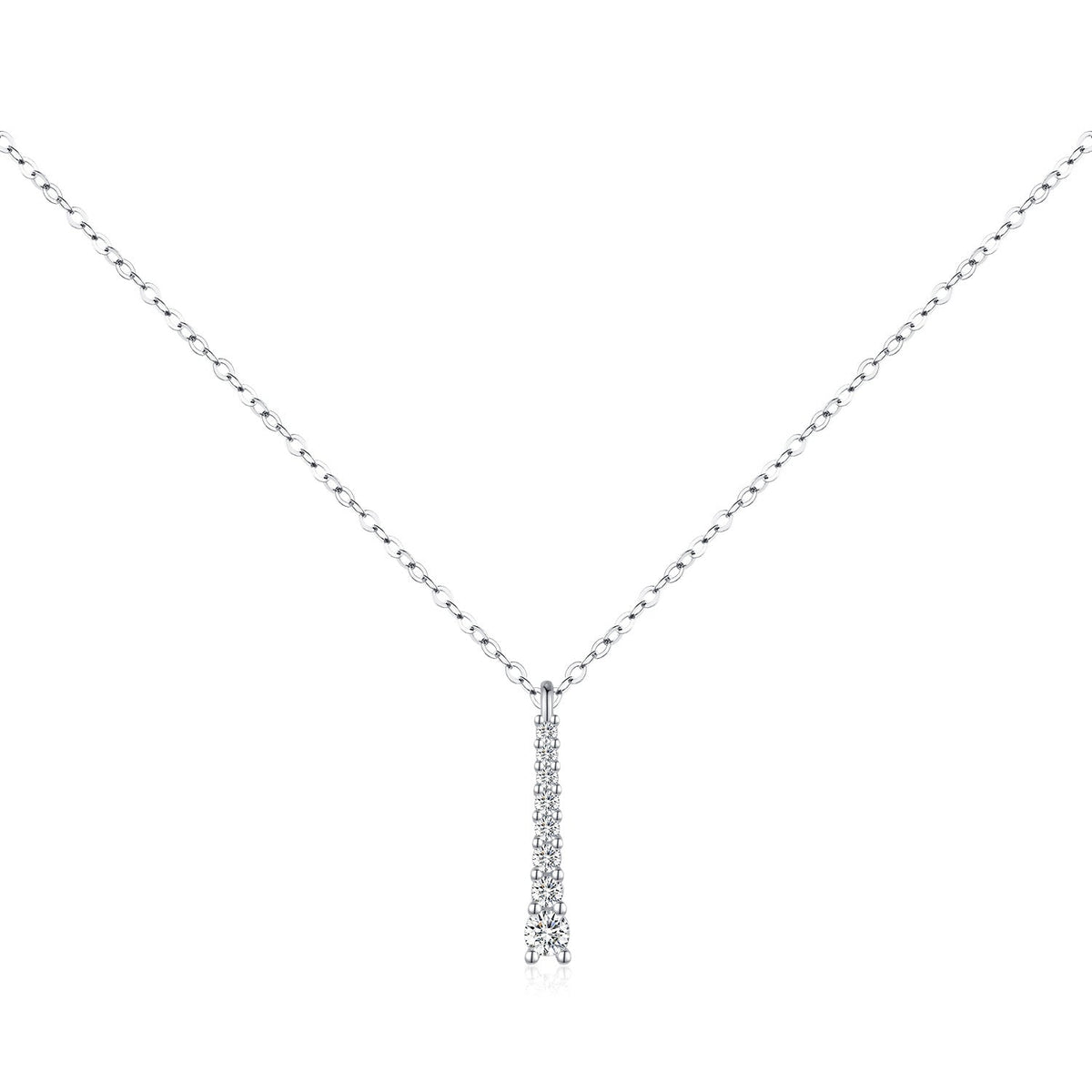 Y-Shaped Tassel Pendant Necklace in Sterling Silver with D-Color VVS1 Moissanite Accents