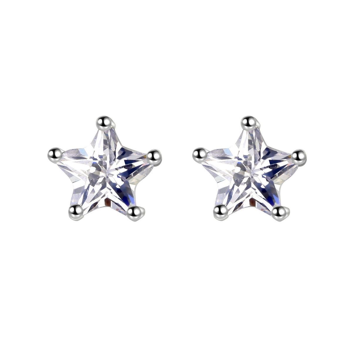 Women's Star Zircon Fashion Pentagram White Plated Stud Earrings