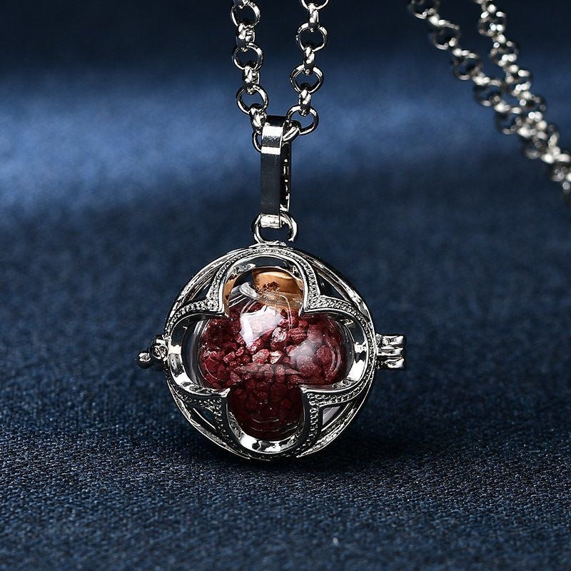 Clover Essential Oil Box Glass Ball Necklaces