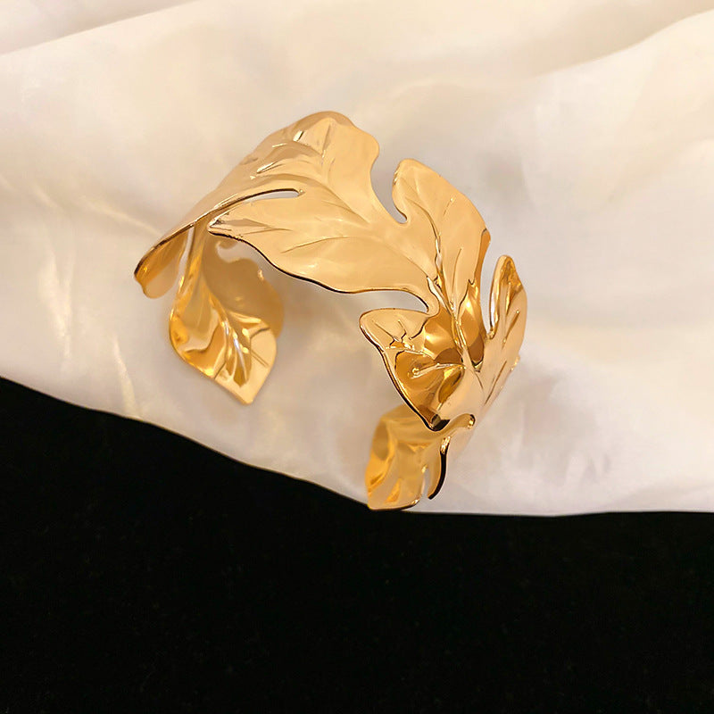 Metallic Striped Geometric Cross Flowers Openings Niche Exaggerated High Bracelet