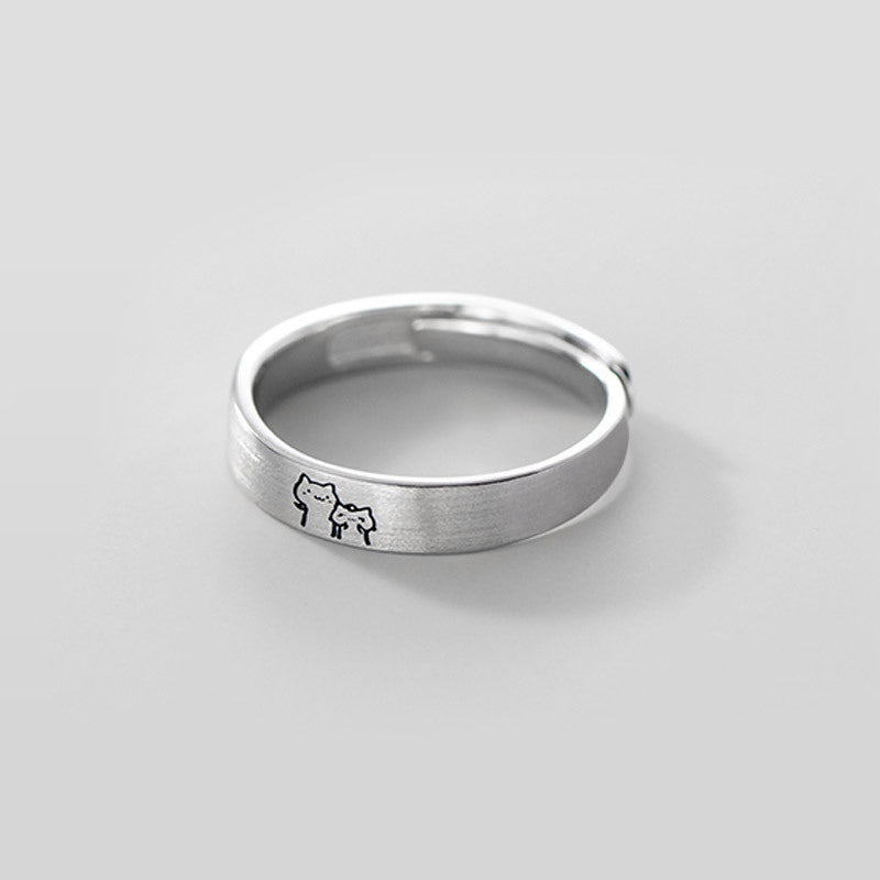 Couple Simple Cute Cartoon Niche Cat Ring