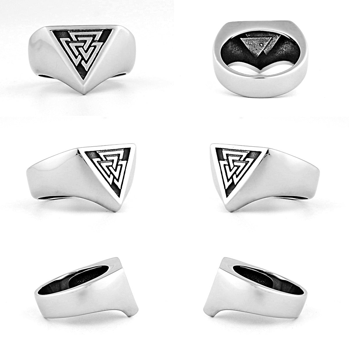 Men's Viking Triangle Rune Titanium Steel Simple Punk Popular Ring