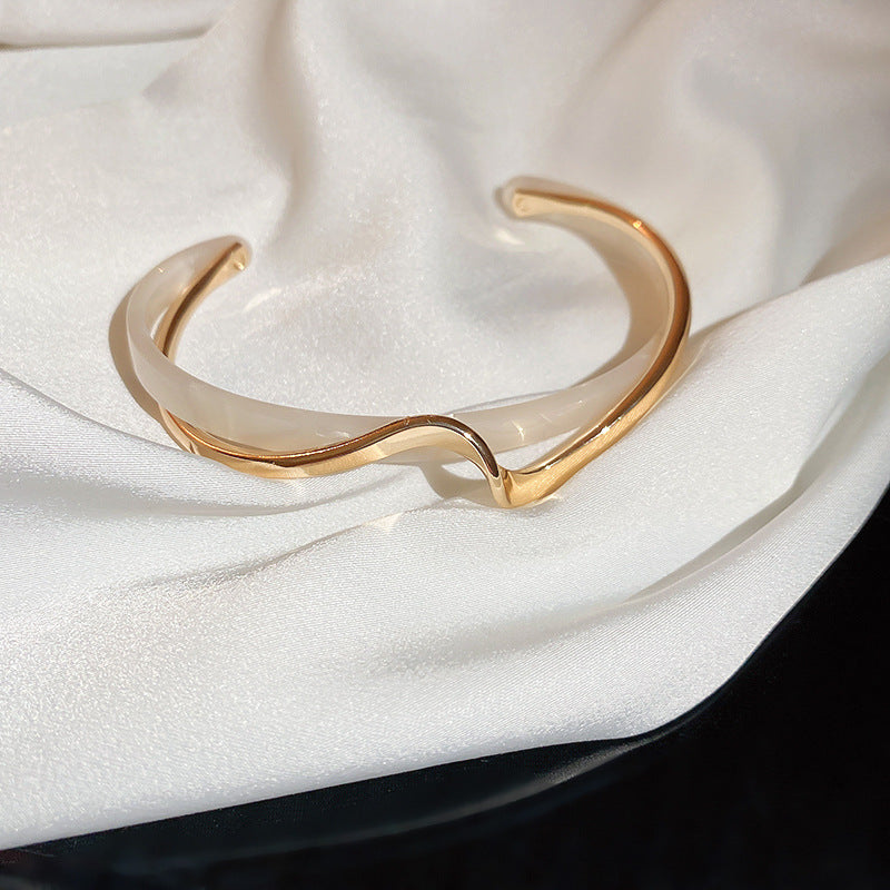 Metallic Striped Geometric Cross Flowers Openings Niche Exaggerated High Bracelet