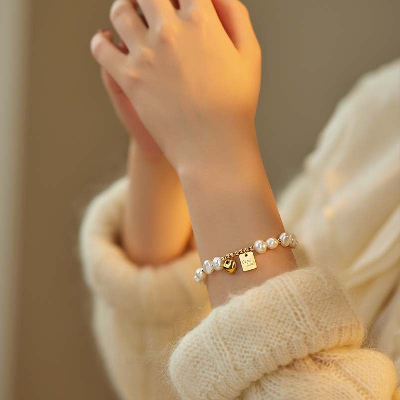 Women's Lucky Heart Baroque Imitation Pearl Niche High-grade Bracelet