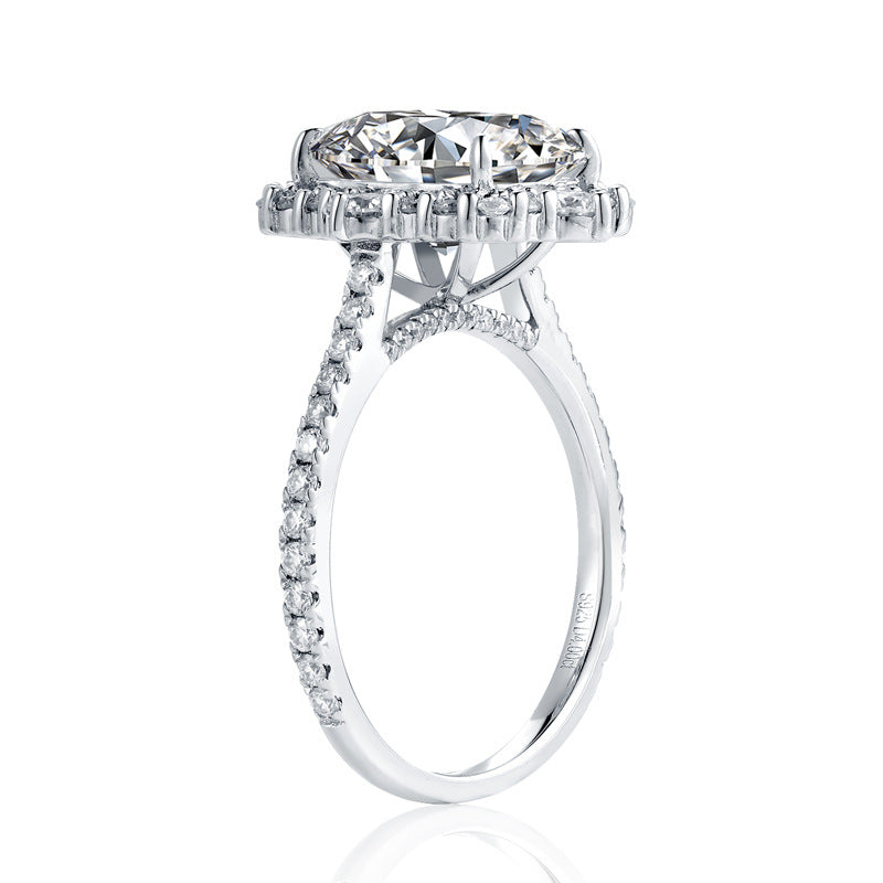 4-Carat D-Color VVS1 Moissanite Solitaire Engagement Ring in White Gold-Plated Sterling Silver