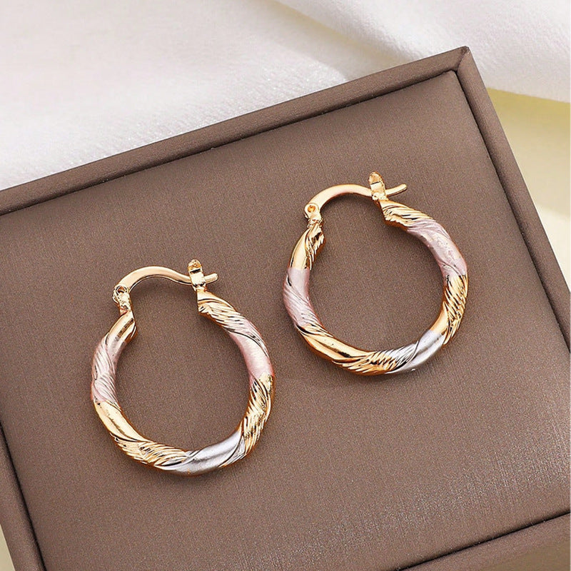Profile Retro Contrast Color Personality Fashion Round Simple Stud Earrings
