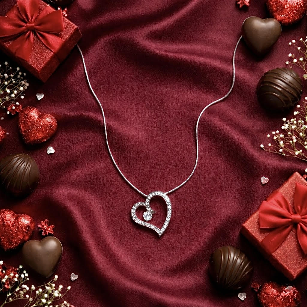 PT092W B.Tiff Pavé  Heart Pendant