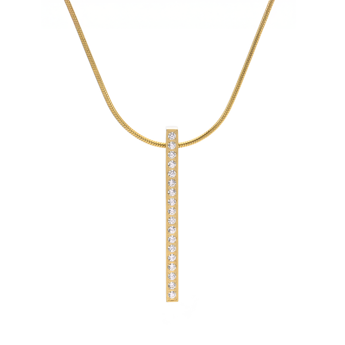 PT107G B.Tiff Gold 18-Stone Bar Pendant