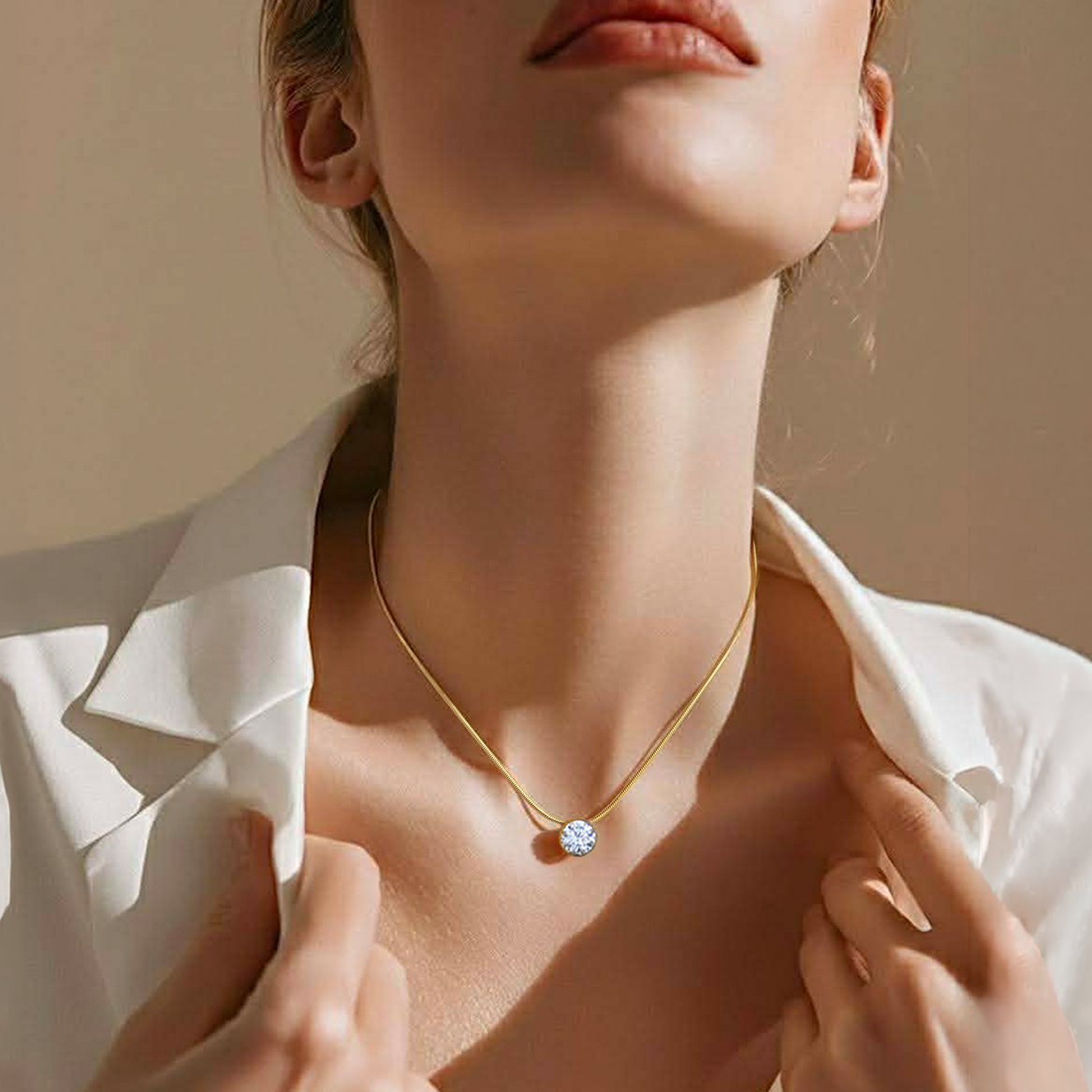 PT201G B.Tiff Gold 2 ct Solitaire Pendant