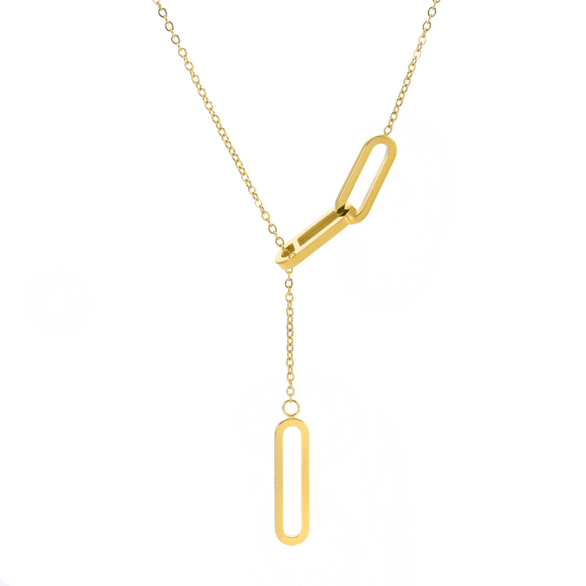 PT330G B.Tiff Adjustable Rolo Lariat Chain Necklace with Paperclip Links