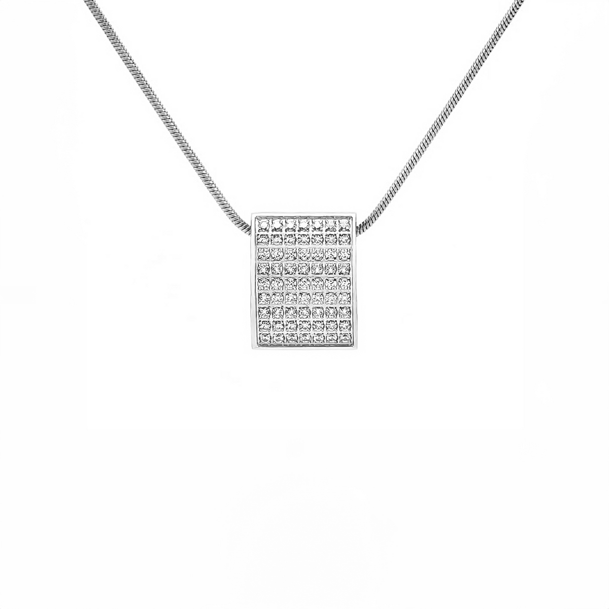 PT444W B.Tiff Pavé Oreiller Pendant Necklace with Coil Chain