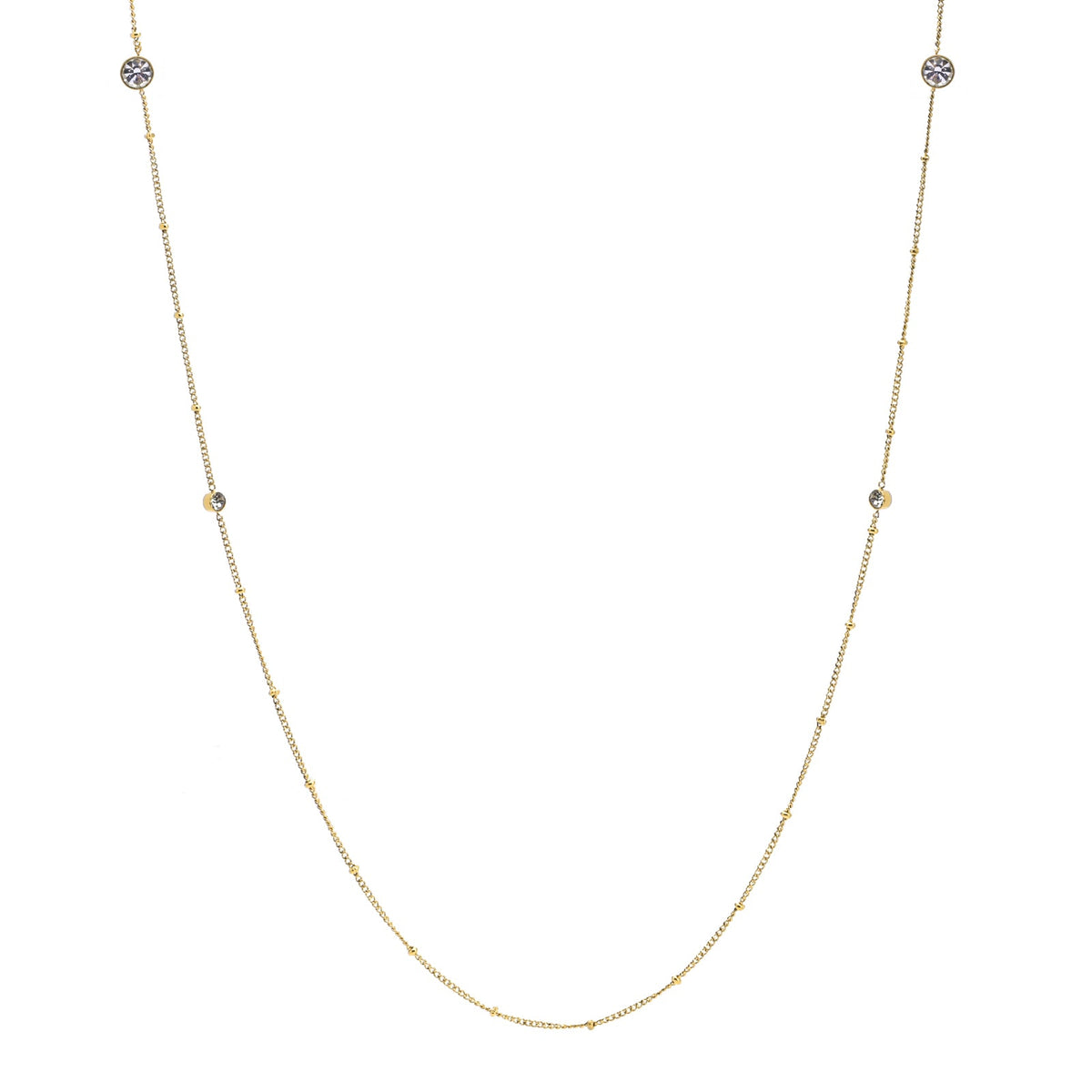 PT456G B.Tiff 8-Stone Gold Pavé Station Necklace