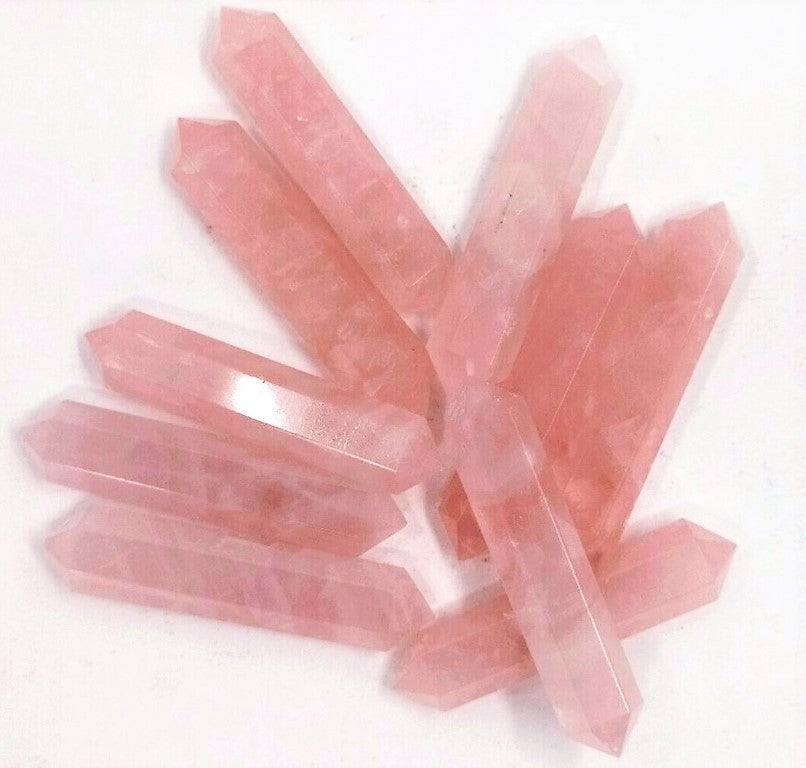 Rose Quartz Pink Crystal Obelisk Gem Double Terminated Wand