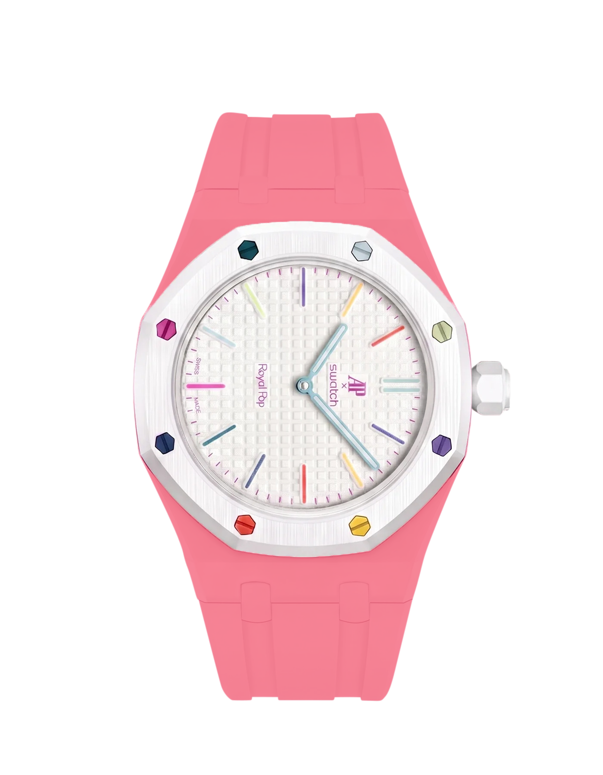 Rubber Strap & Case For AP x Swatch Royal Pop Rubber Strap - Flamingo Pink