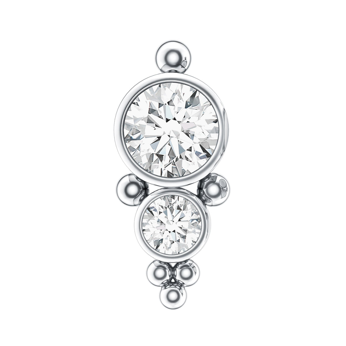 Simple Bezel Set Moissanite Two Stone Tragus Earring