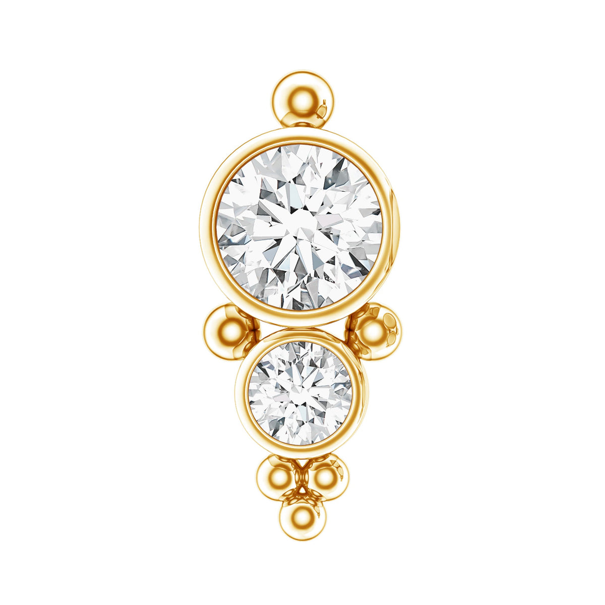 Simple Bezel Set Moissanite Two Stone Tragus Earring