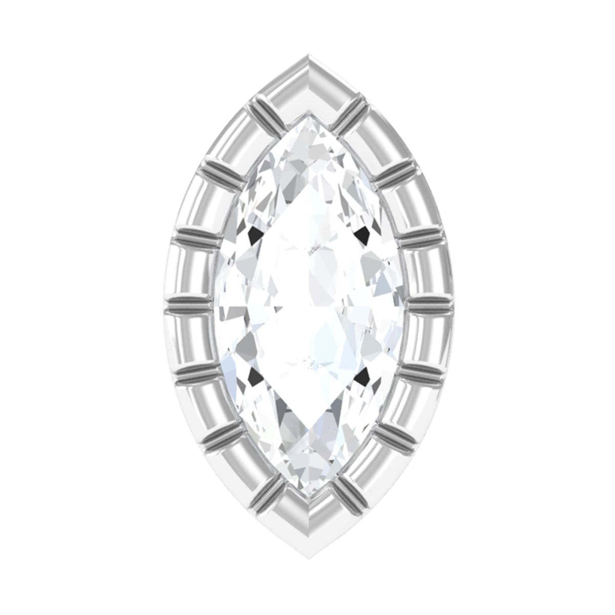 Marquise Diamond Simple Nose Stud in Bezel Setting