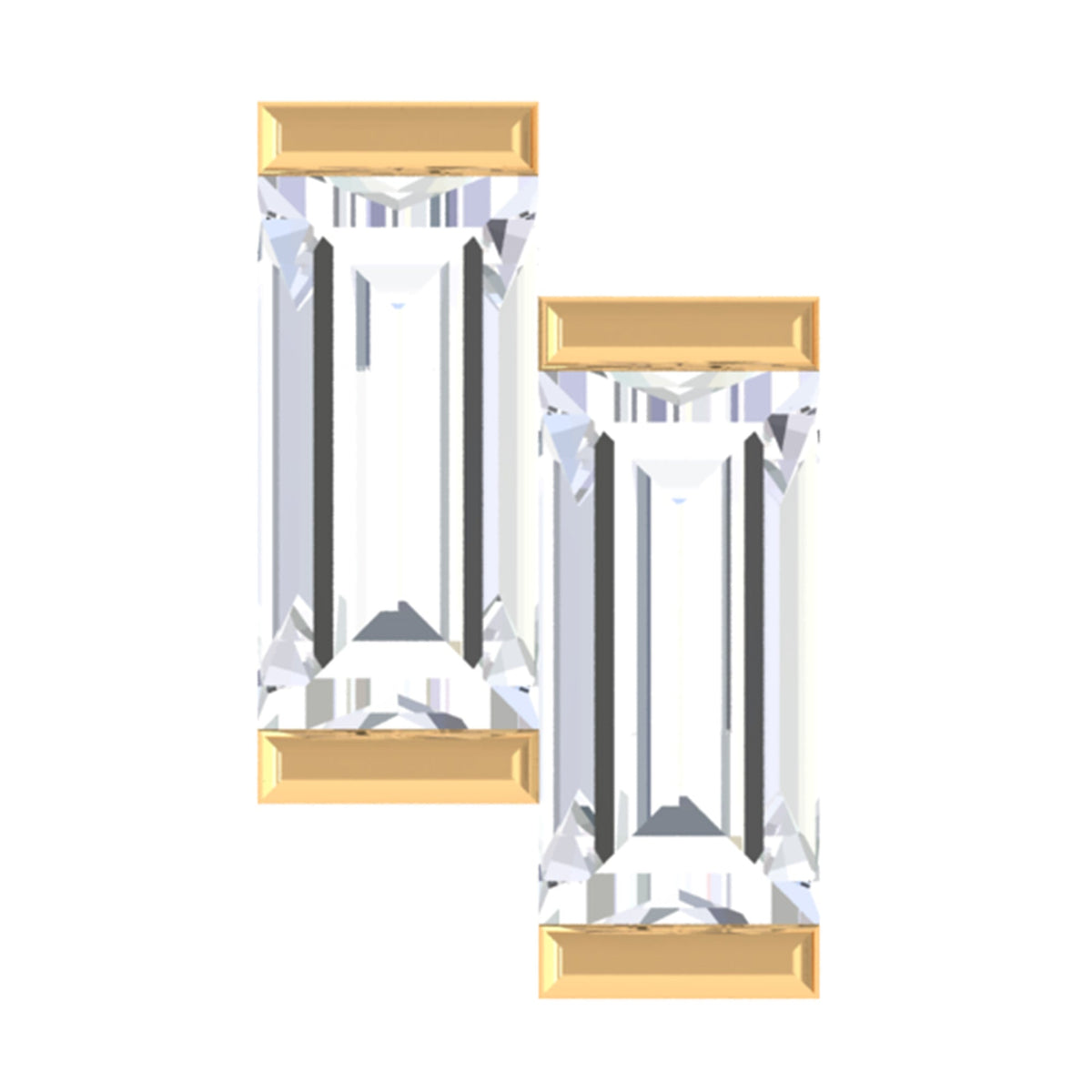 Baguette Moissanite 2 Stone Dainty Nose Stud