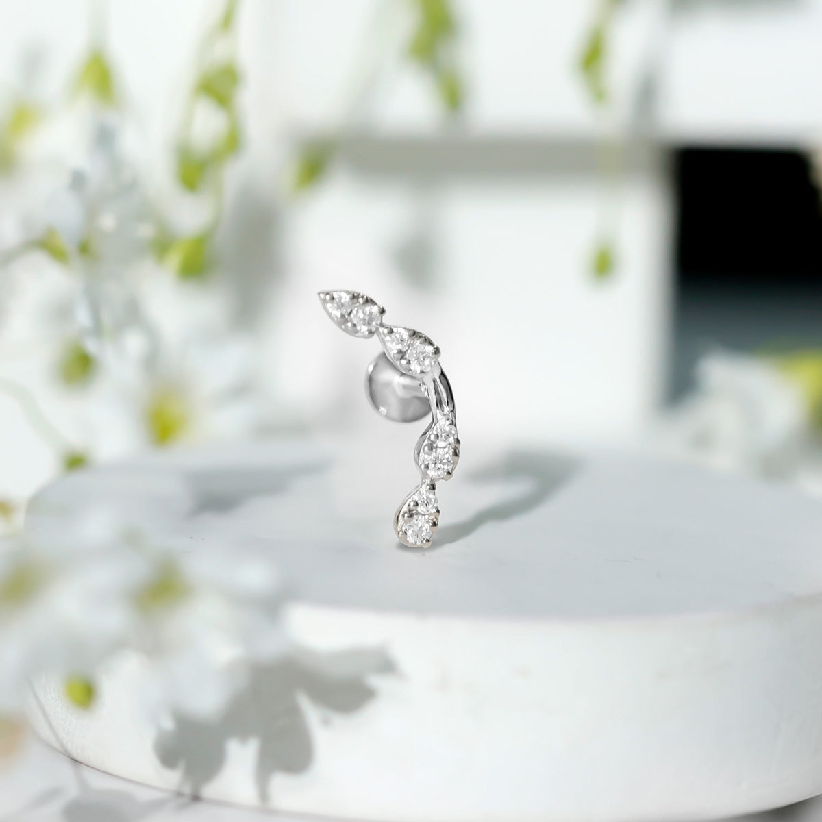 Certified Moissanite Curved Helix Earring for Her