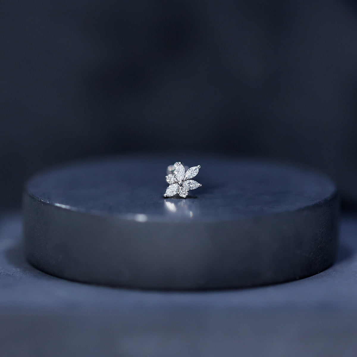 Marquise and Round Moissanite Cluster Floral Earring