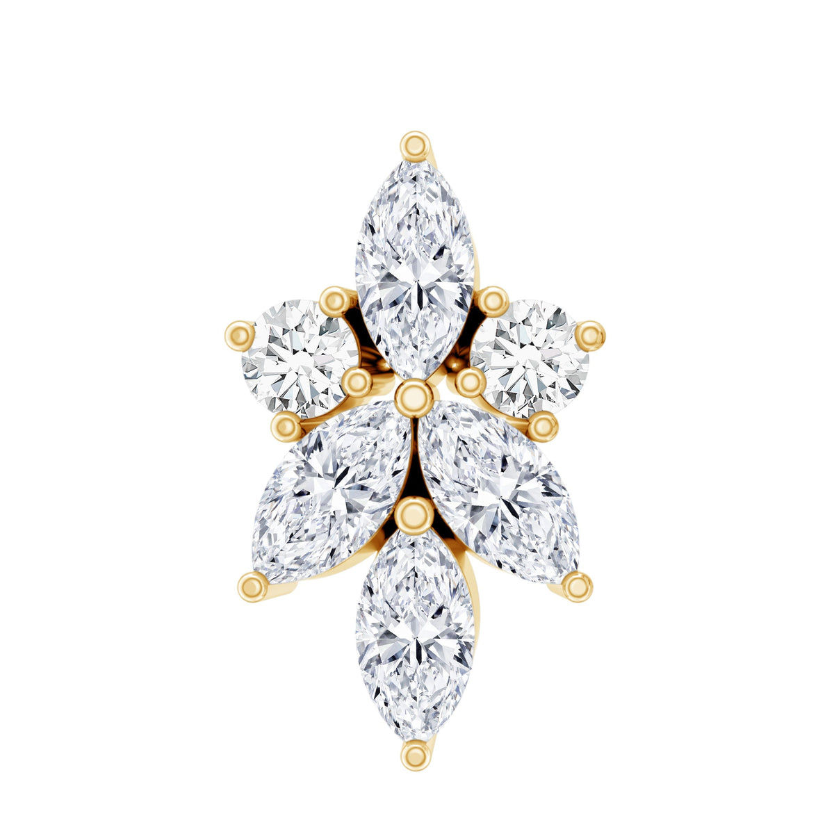 Marquise and Round Moissanite Cluster Floral Earring