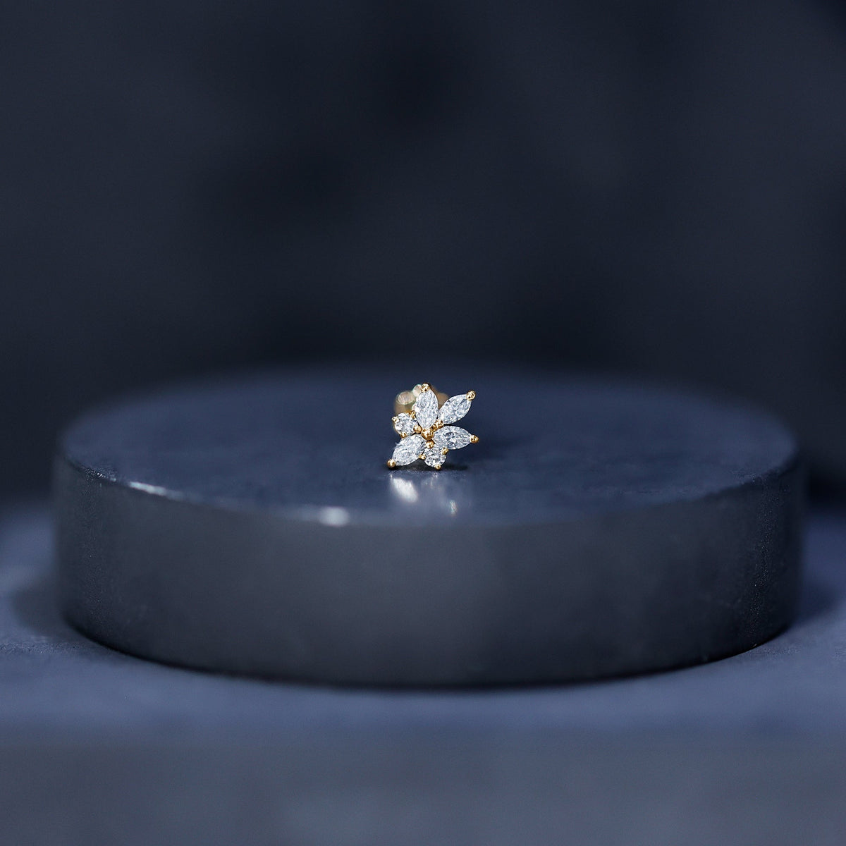 Marquise and Round Moissanite Cluster Floral Earring