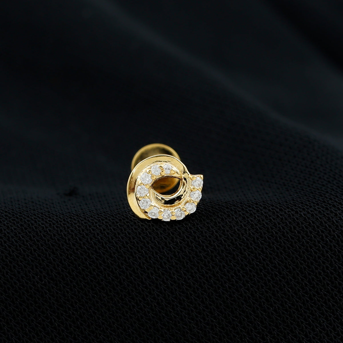 Moissanite Swirl Earring for Second Hole Piercing