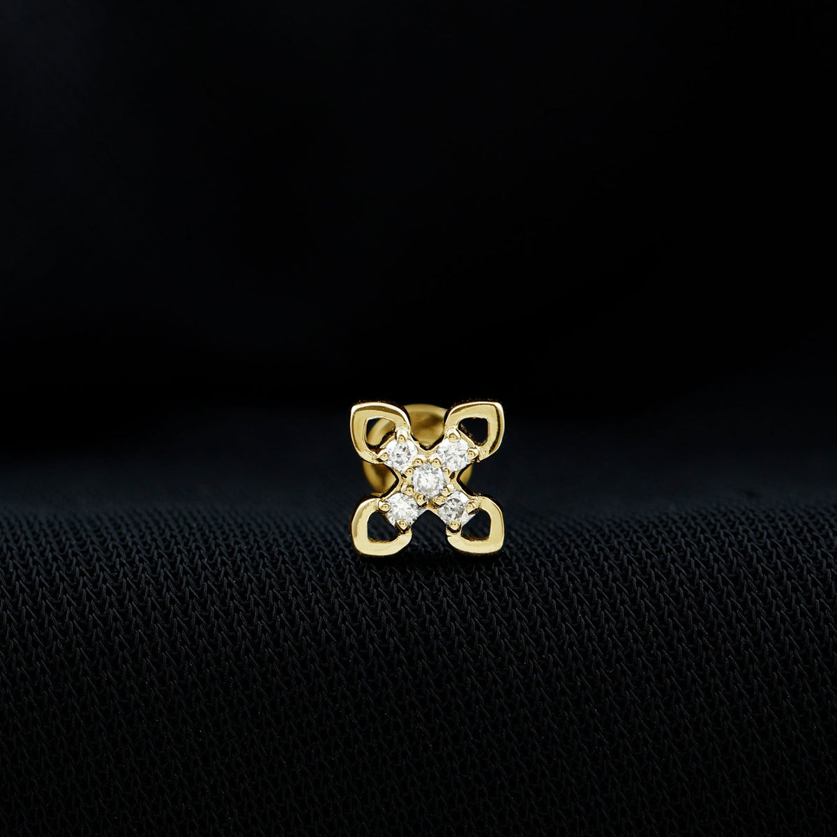 Real Diamond Floral Earring for Cartilage Piercing