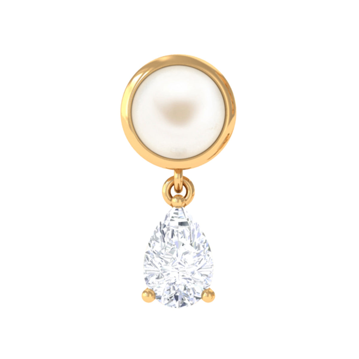 Certified Freshwater Pearl and Diamond Helix Drop Earring