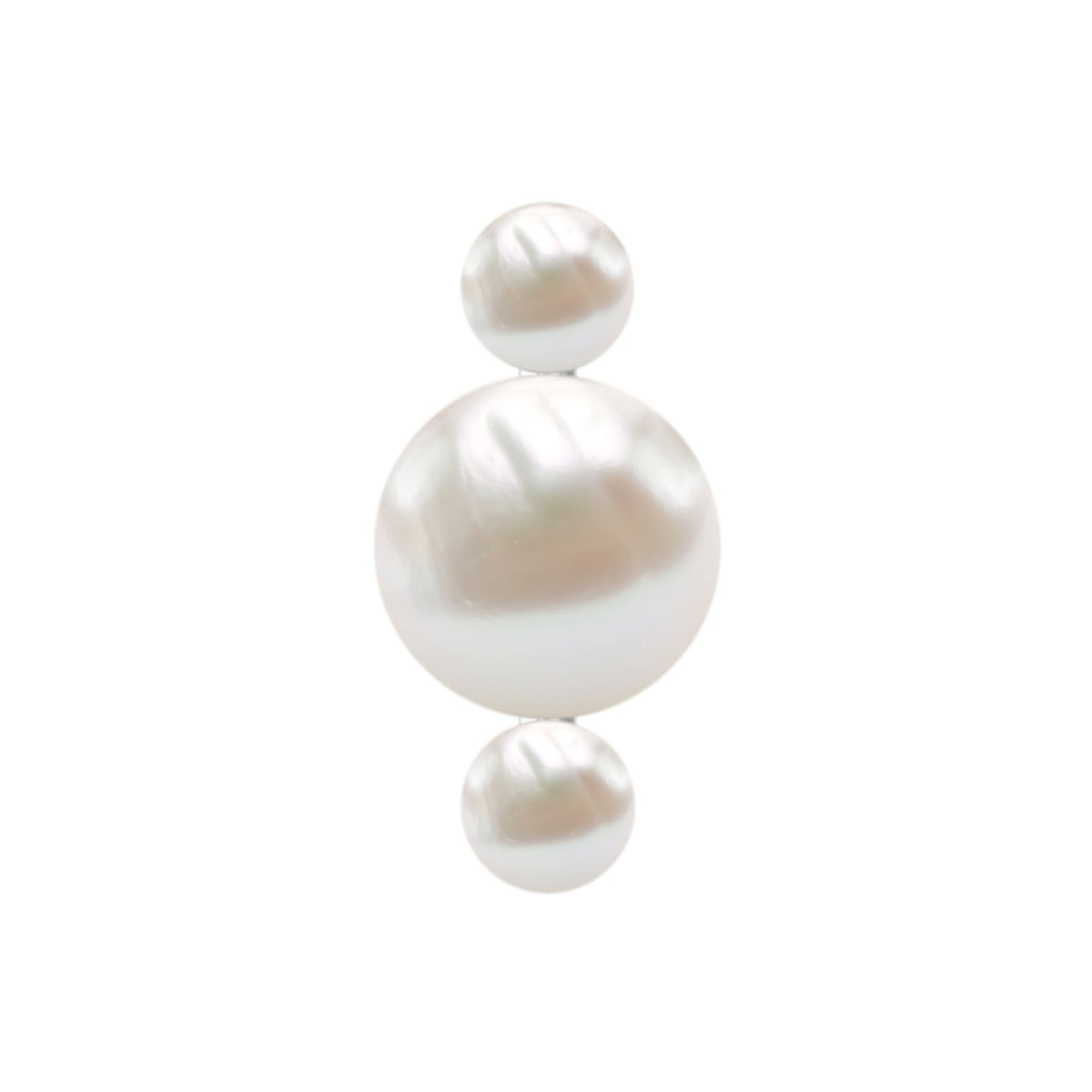 Round Freshwater Pearl Three Stone Cartilage Earring
