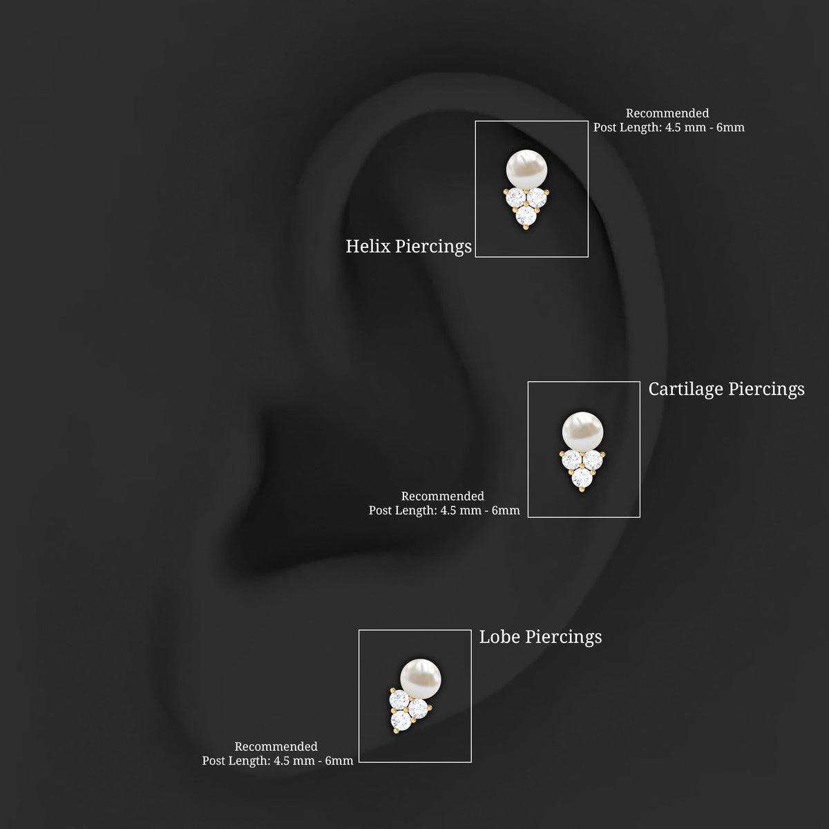2 Carat Freshwater Pearl and Diamond Tragus Earring